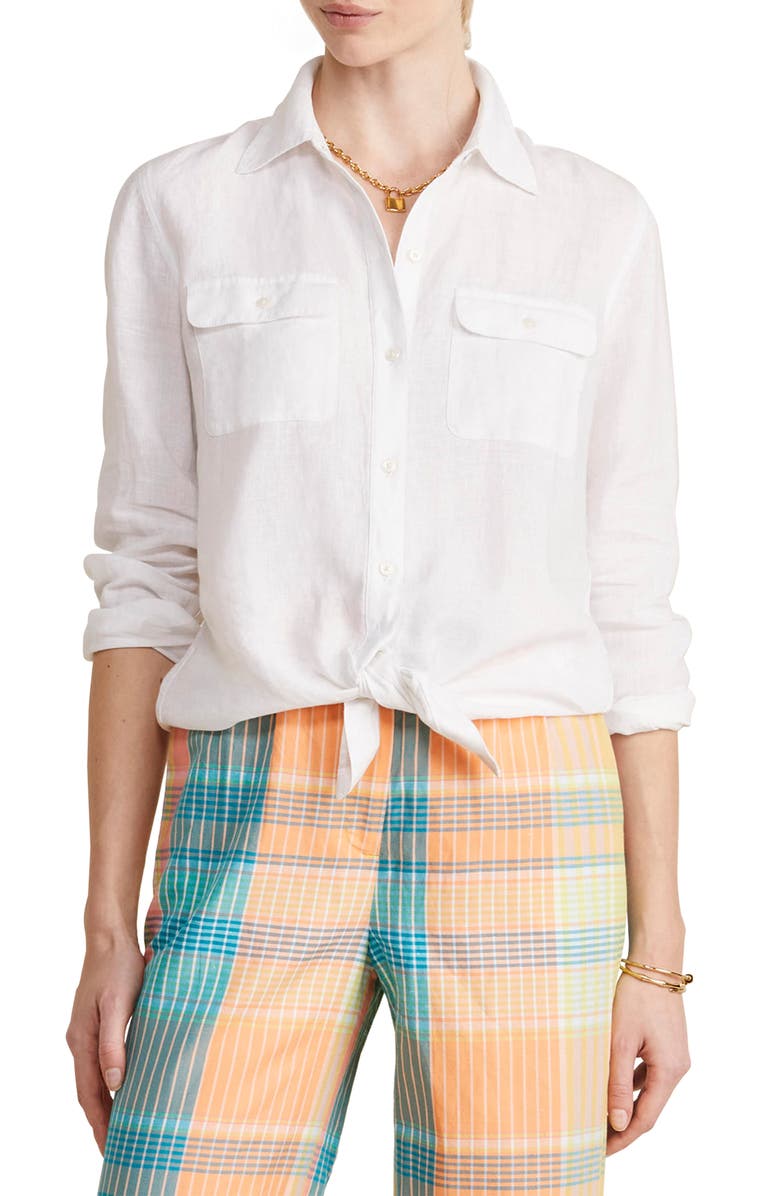 vineyard vines Long Sleeve Linen Button-Up Shirt, Main, color,