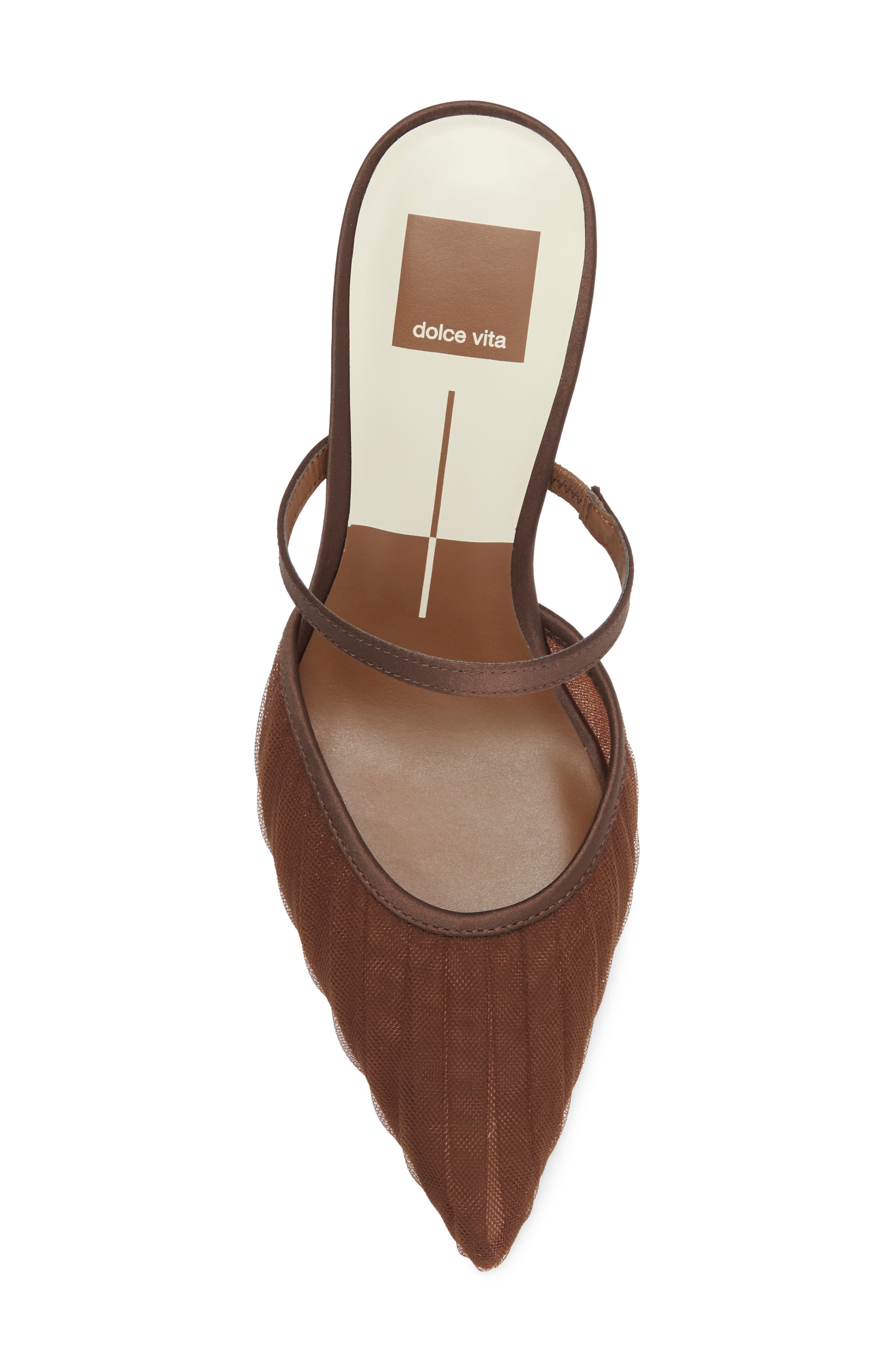 Noreen Pointed Toe Mule, Alternate, color, DARK BROWN TULLE