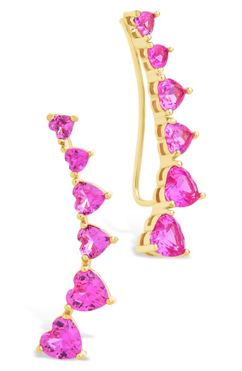 Jillian Cubic Zirconia Heart Threader Earrings