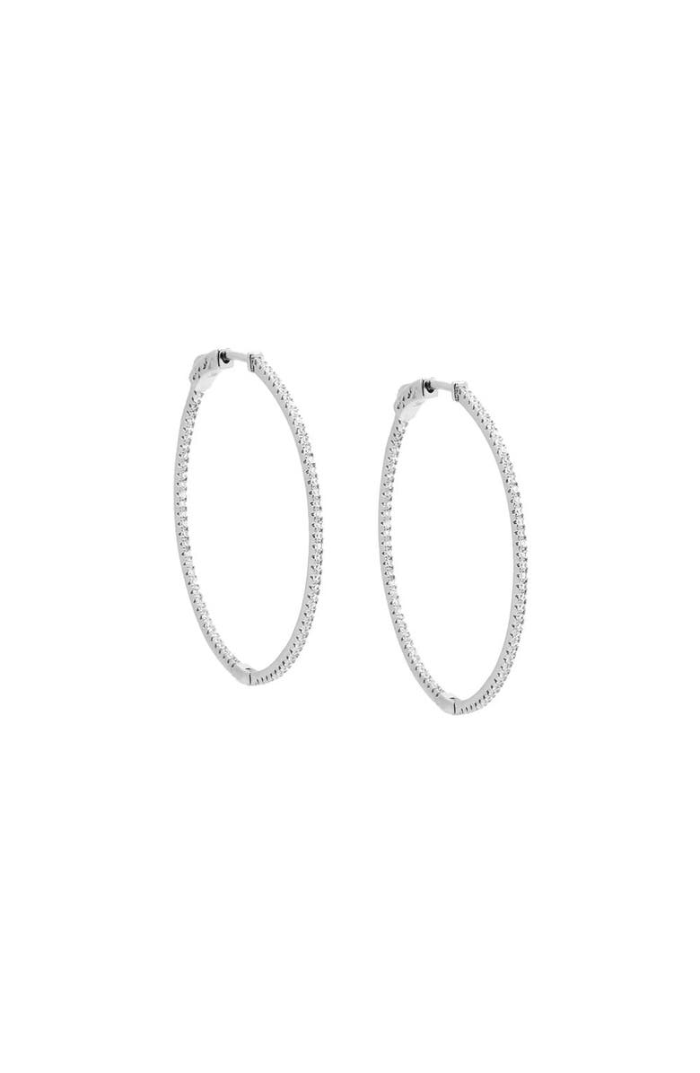 BY ADINA EDEN Fancy Thin CZ Open Hoop Earring, Main, color, 