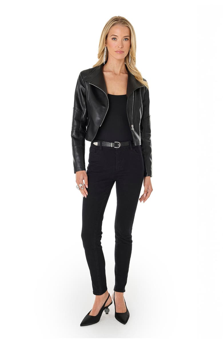 The Noli Shop Katalina Moto Leather Jacket, Alternate, color, Black