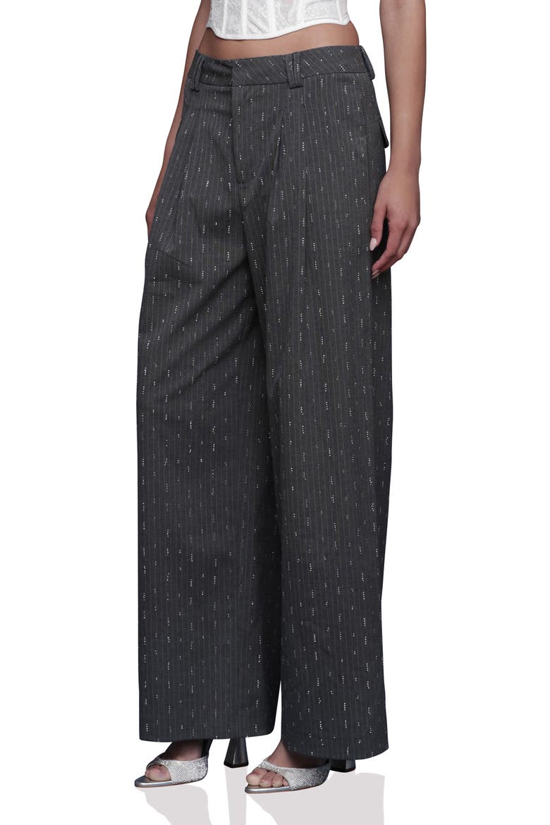 Pinstripe Pleated Wide Leg Pants, Alternate, color, GREY PINSTRIPE - SILVER