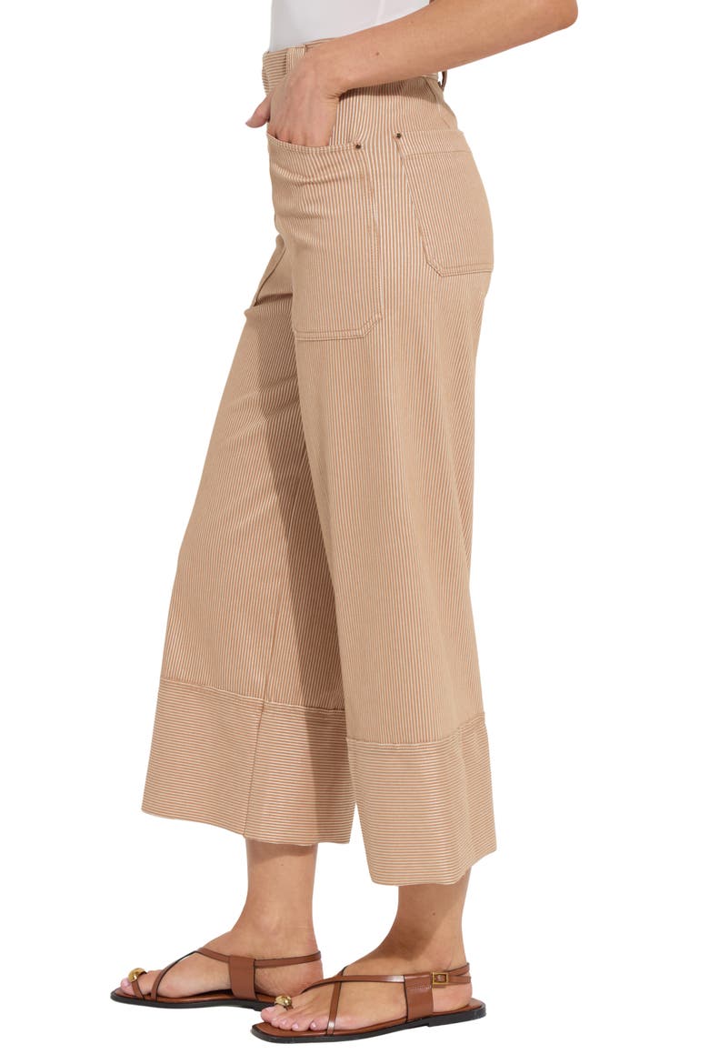 Analia Pinstriped Wide Leg Crop Jeans, Alternate, color, CINNAMON SHEEN LINE