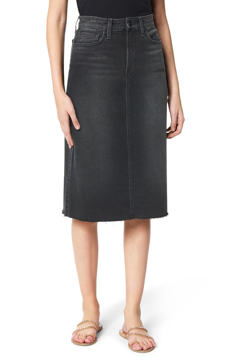 The A-Line Raw Hem Denim Pencil Skirt, Main, color, NEMISIS