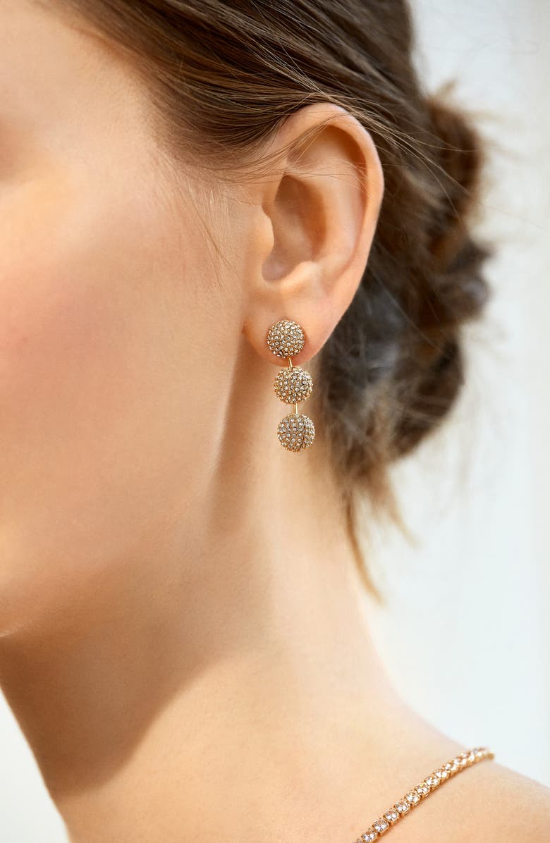 BaubleBar Pavé Cubic Zirconia Ball Drop Earrings, Alternate, color,