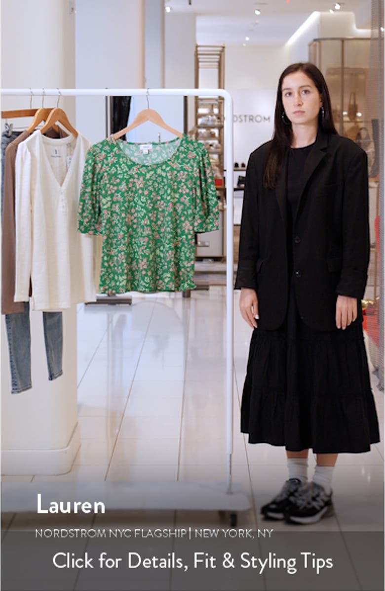 Floral Print Puff Sleeve Top, sales video thumbnail