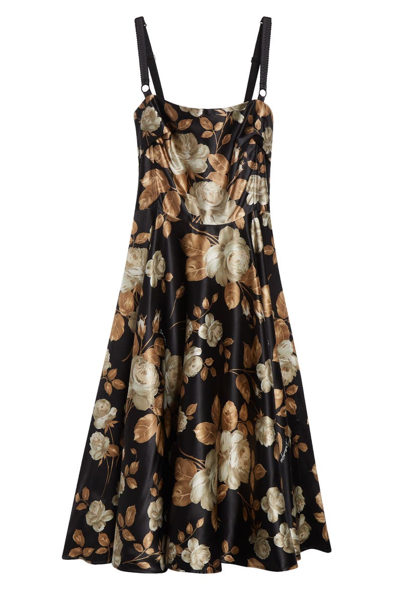 Rose Print Stretch Satin Charmeuse Dress, Alternate, color, HN5QQ ROSE VINTAGE F.NERO