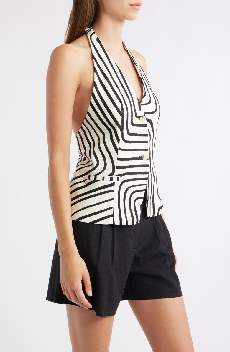 MANGO Doty Linen & Cotton Halter Top, Alternate, color, Ecru