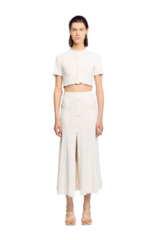 Sandro Pointelle Knit Maxi Skirt In White