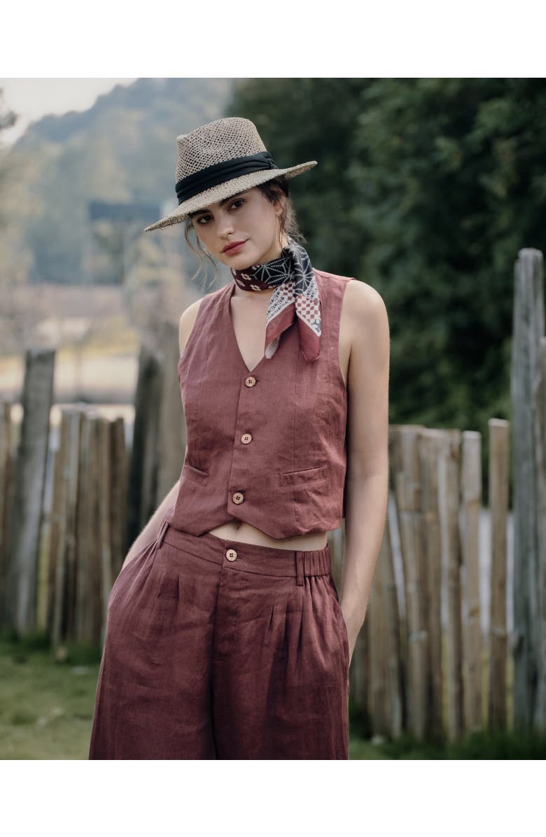 JUANA Hemp Tailored Vest, Alternate, color, Brown