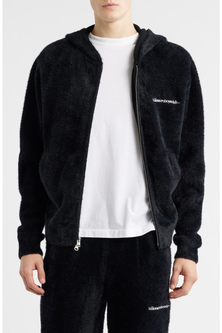 BB Fuzz Zip Hoodie, Main, color, BLACK