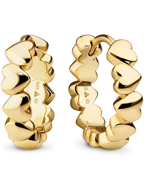 Sweet Heart Hoop Earrings in Gold Plated Sterling Silver