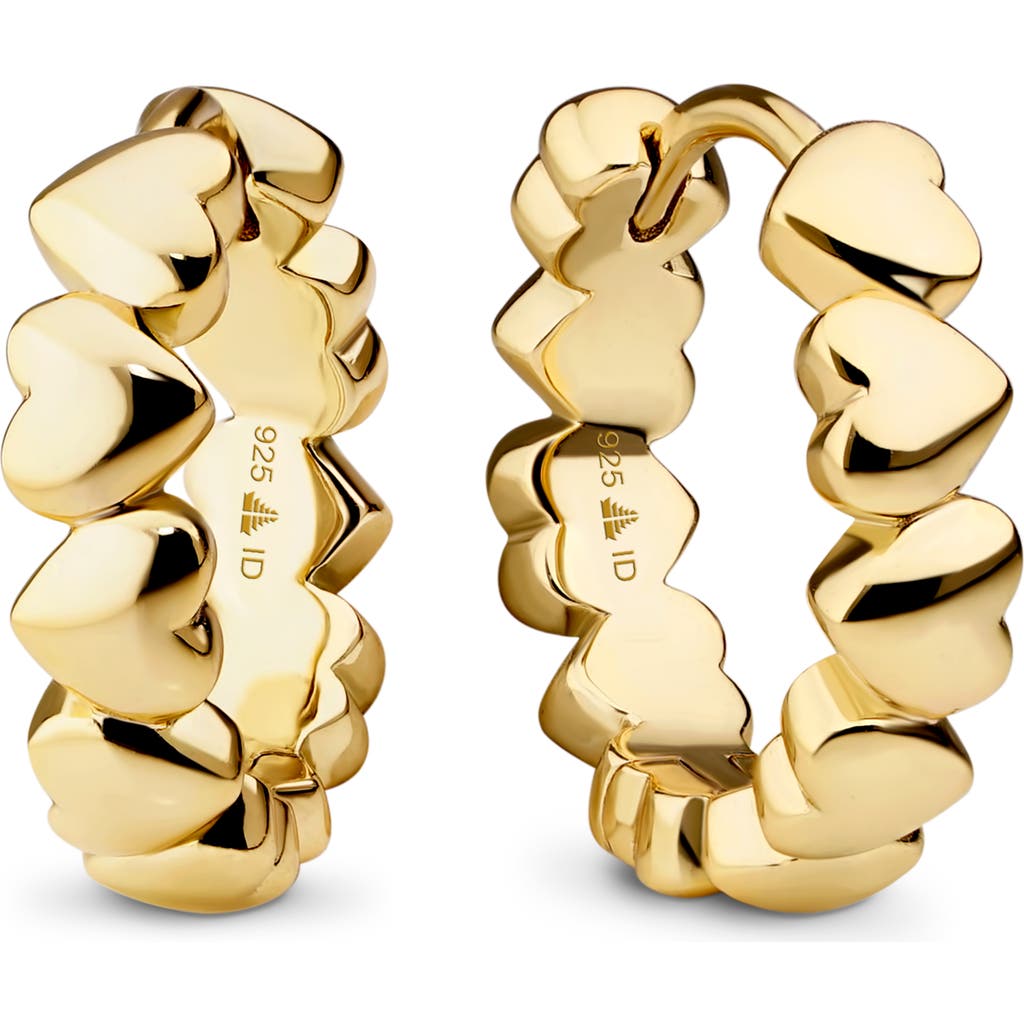 Devata Sweet Heart Hoop Earrings In Gold