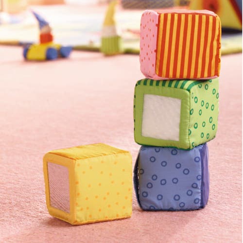 HABA HABA HAPPY QUARTETT SOFT BABY BLOCK SET EACH WITH A UNIQUE SOUND FOR AGES 6 MONTHS AND UP