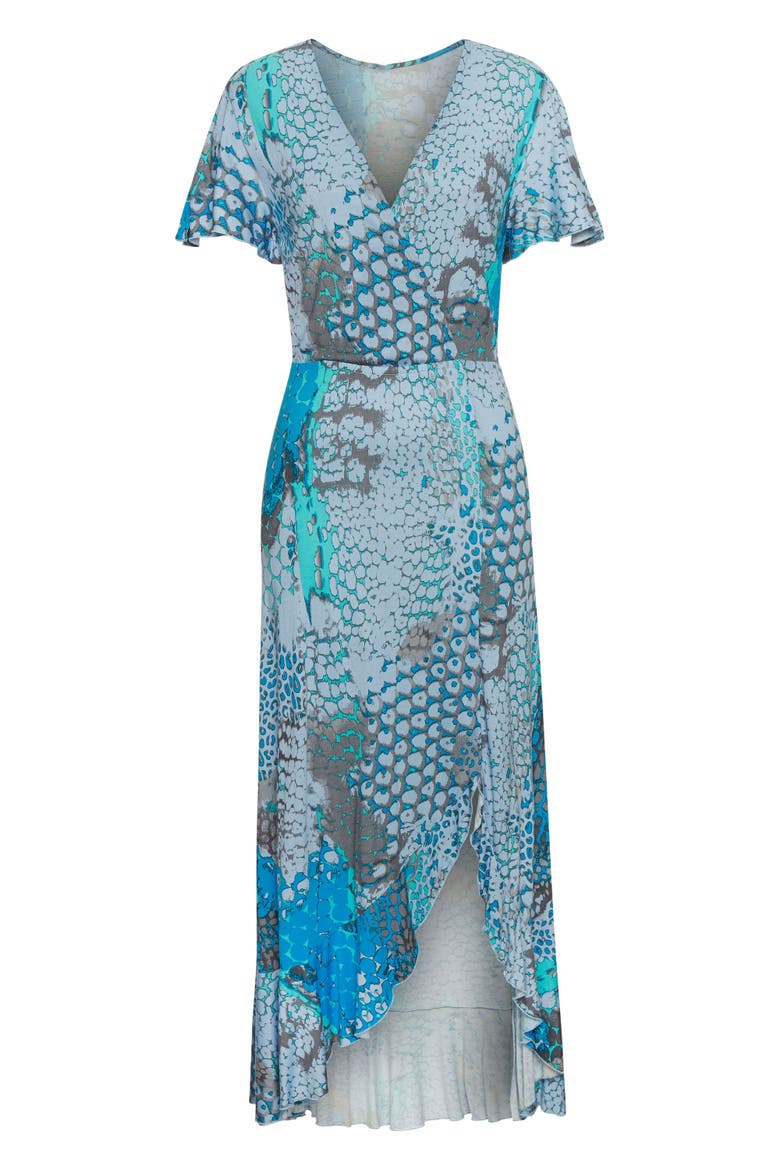 Printed Side Slit Maxi Dress, Alternate, color, Blue Multi