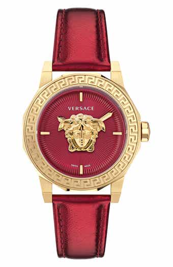 Versace Medusa Deco Leather Strap Watch, 38mm