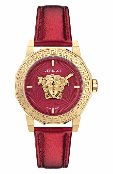 Versace Medusa Deco Leather Strap Watch, 38mm