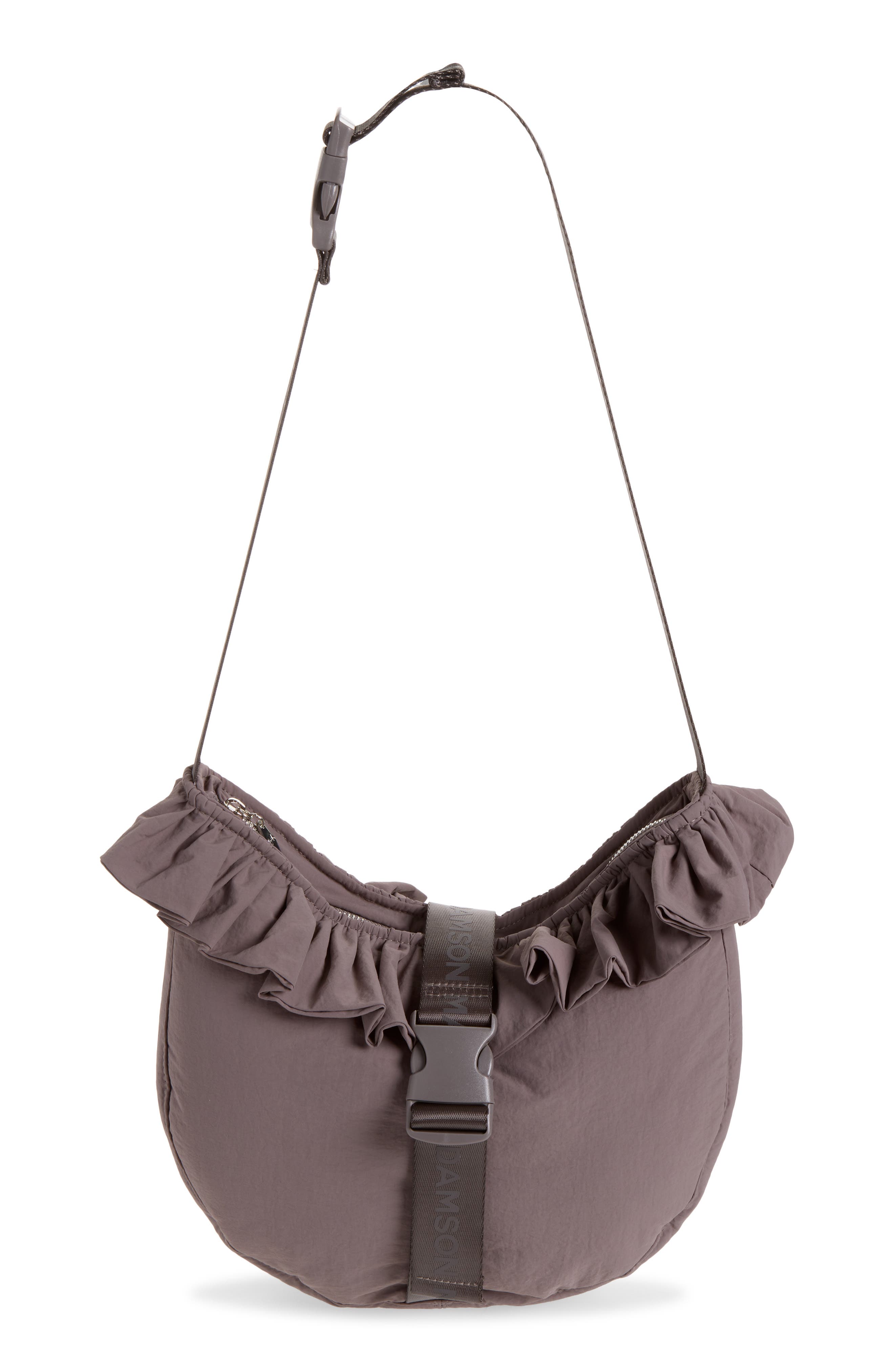 Atticus Buckle Shoulder Bag, Main, color, GREY
