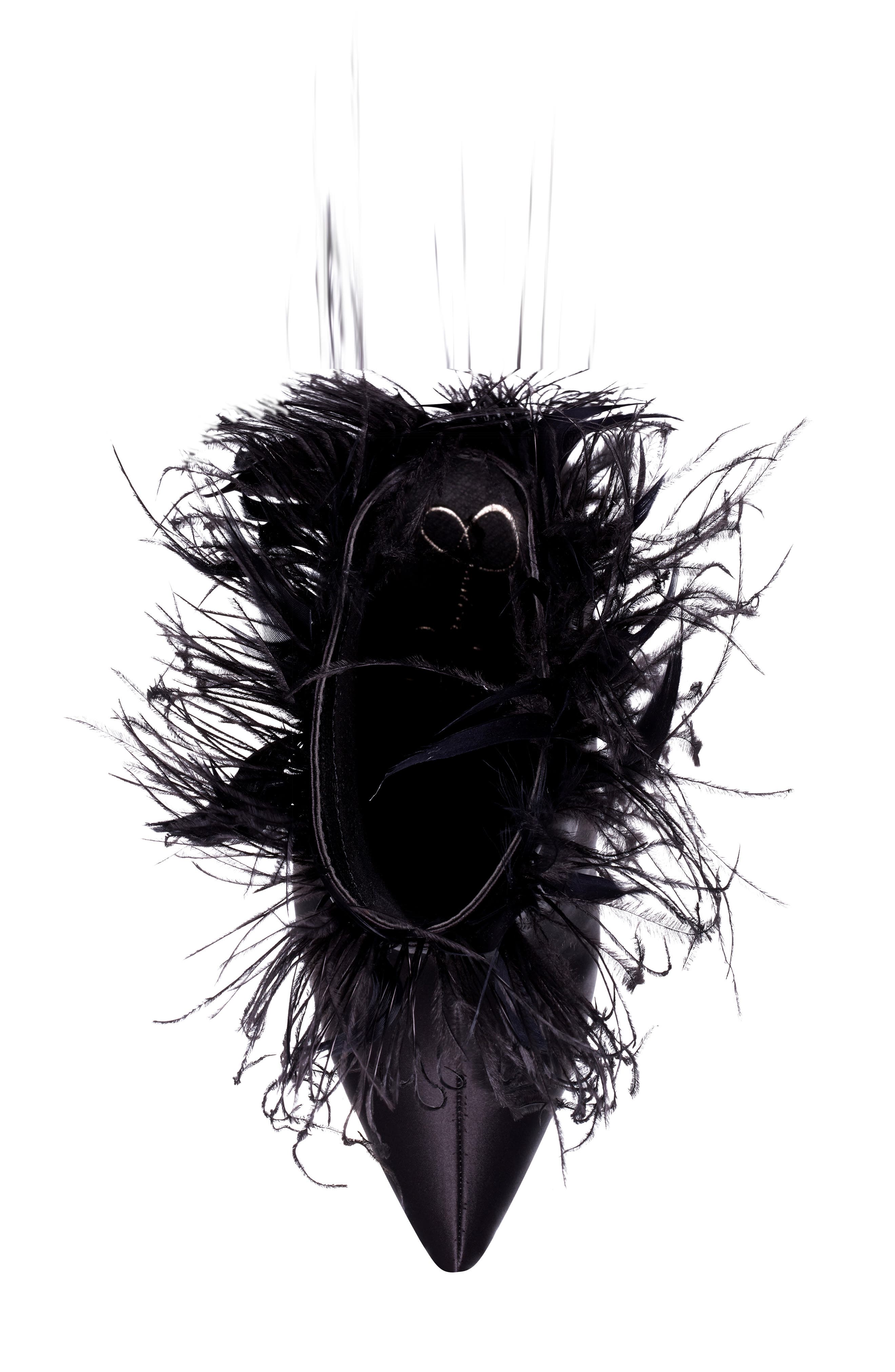 Jessica Simpson Prixey Feather Trim Pointed Toe Bootie, Alternate, color, 