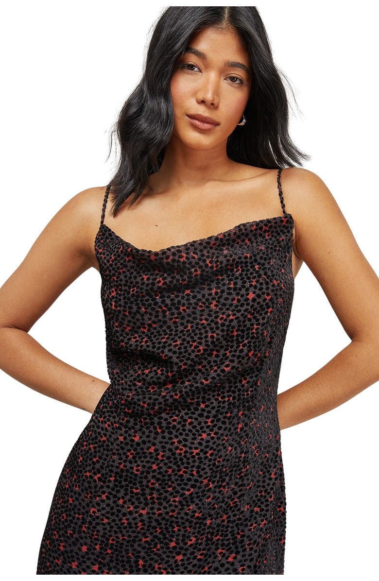 Warehouse Spot Devore Cowl Neck Maxi Dress, Alternate, color, Red