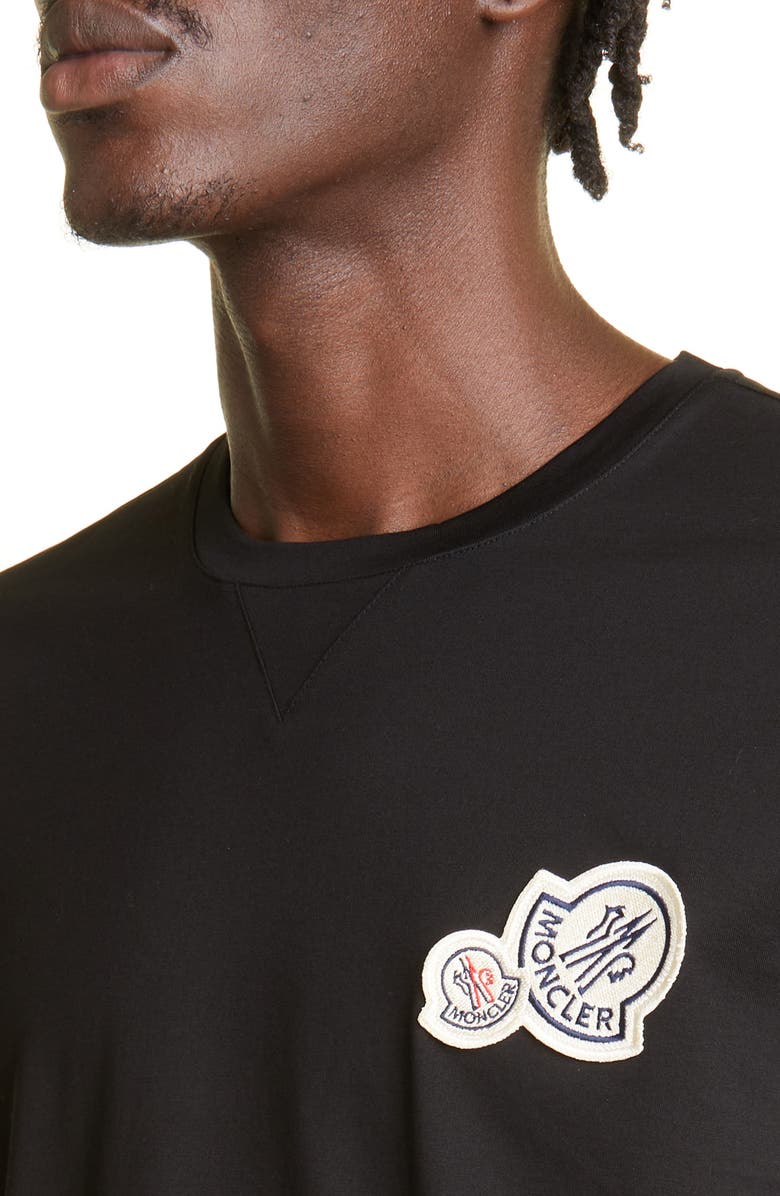 Moncler Men's Double Logo Patch Cotton T-Shirt, Alternate, color, Black