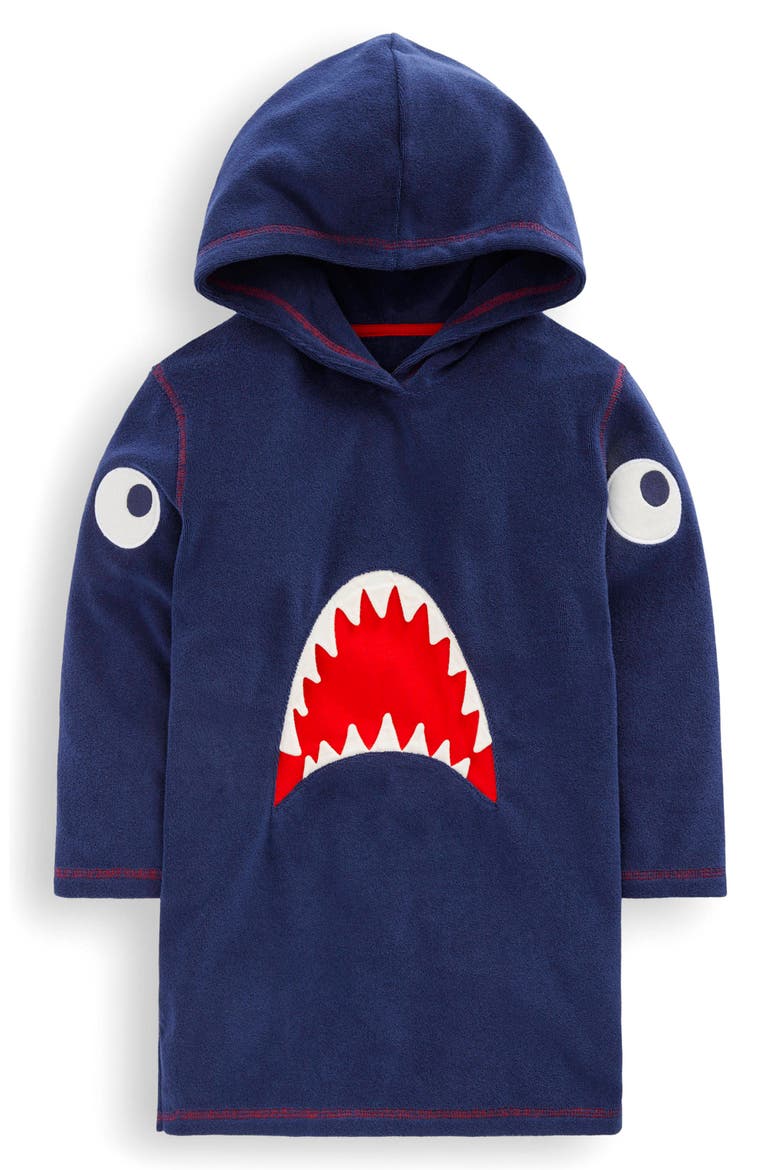 Kids' Shark Appliqué Terry Cover-Up Hoodie, Main, color, NAVY SHARKS