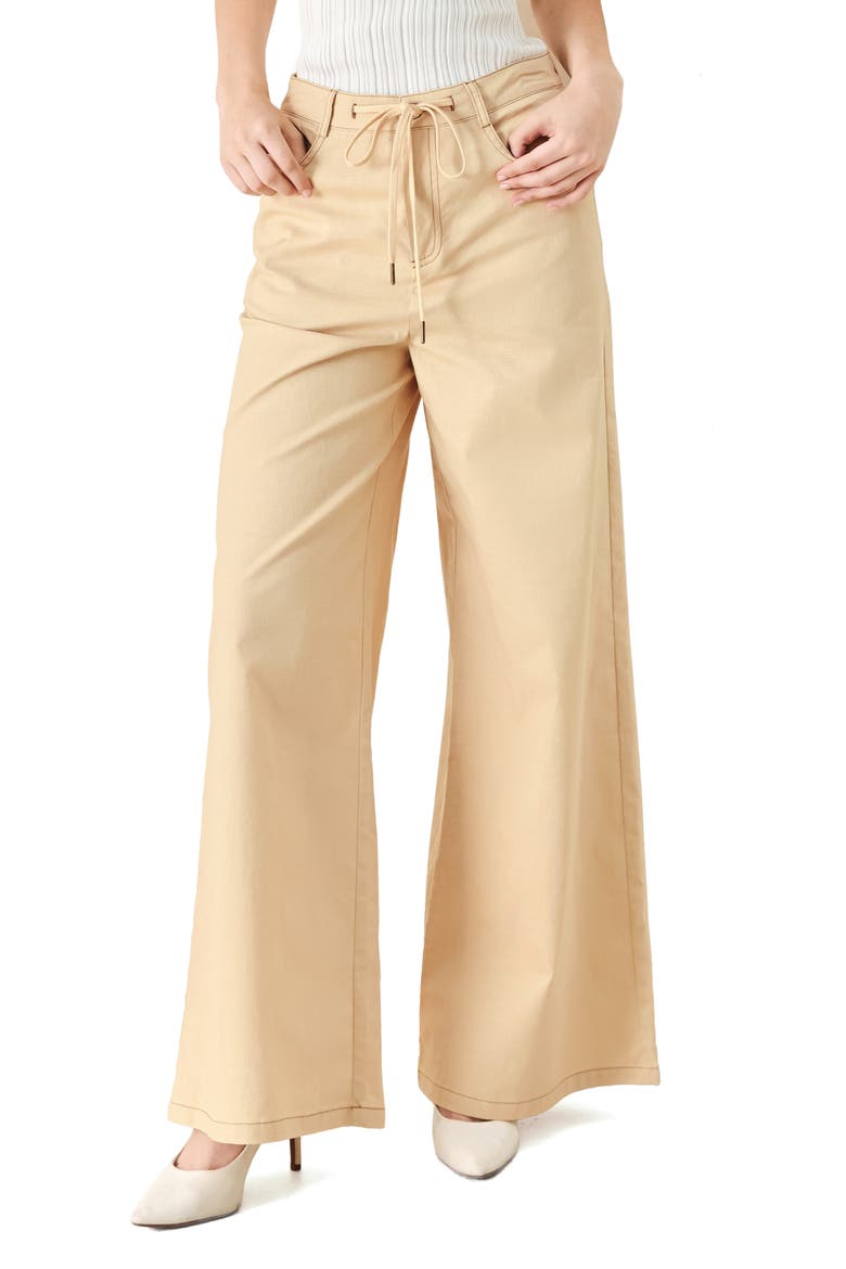 Wide Leg Stretch Cotton Pants, Main, color, KHAKI