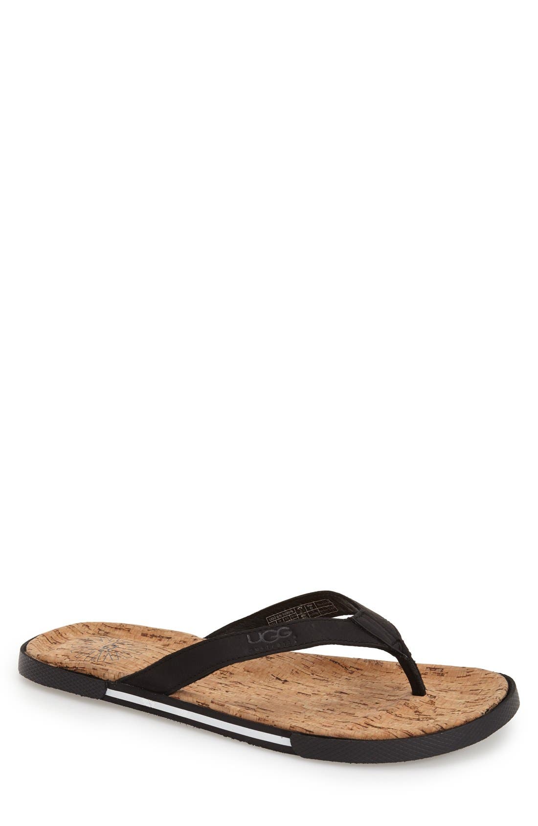 UGG<sup>®</sup> 'Bennison II' Leather Flip Flop, Main, color, 