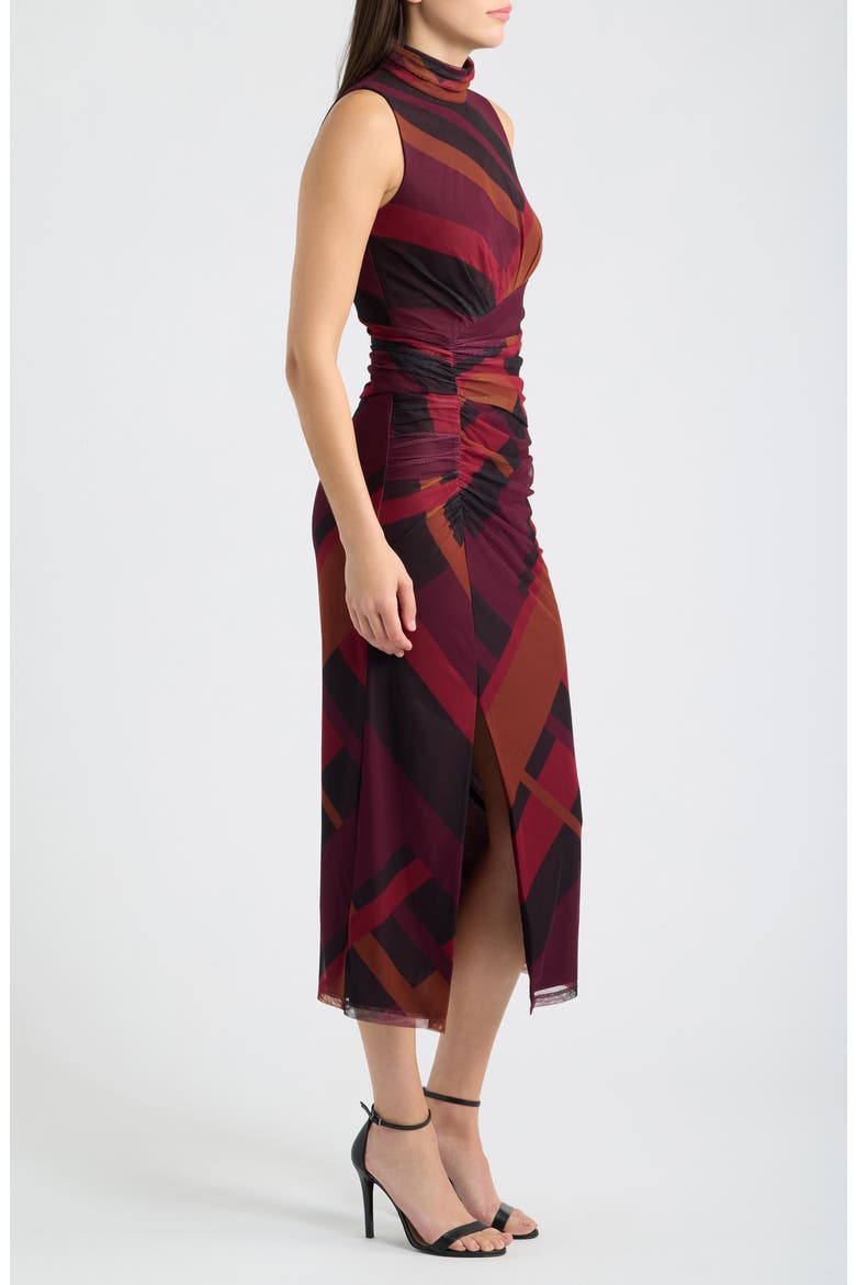Patterned Mesh Body-Con Dress, Alternate, color, WINE