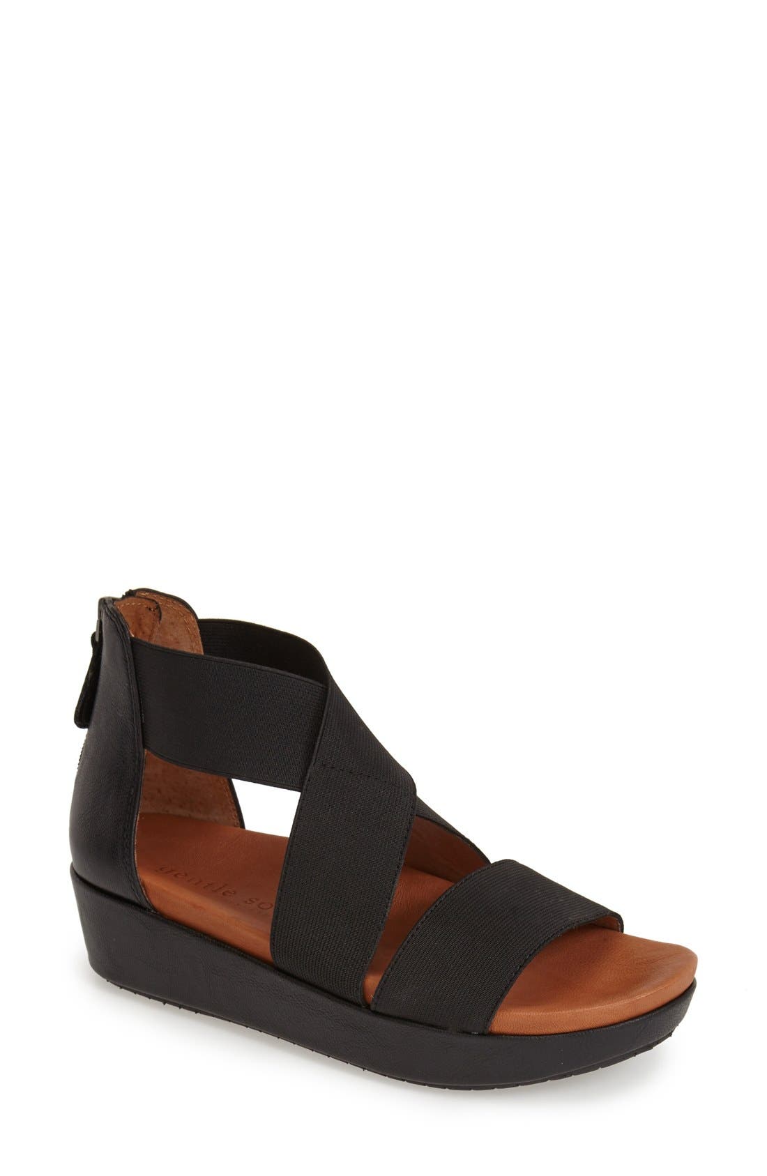 'Josie' Platform Sandal, Main, color, BLACK