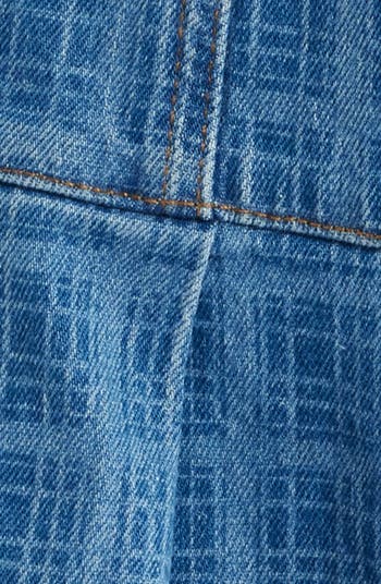 Adeline Grid Puff Sleeve Denim Minidress