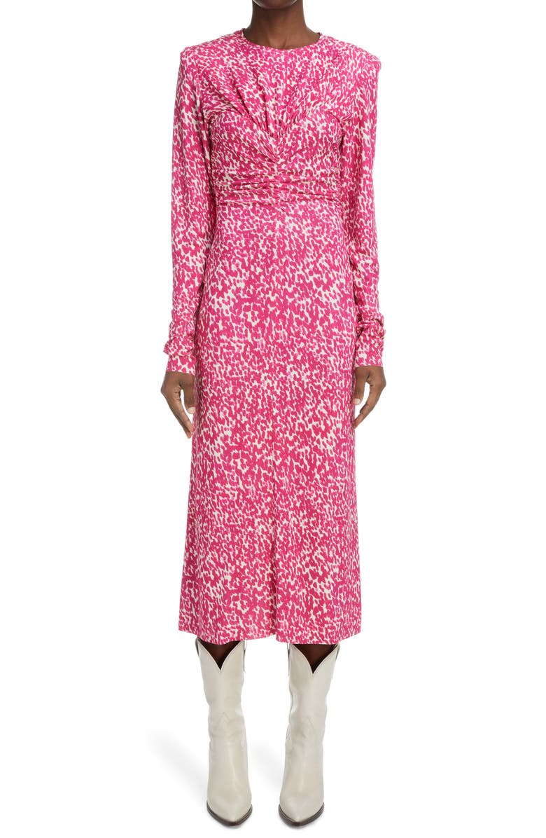 Isabel Marant Linario Print Jersey Long Sleeve Dress, Main, color,