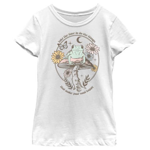 Girl's Lost Gods Happy Soul Frog  Graphic T-Shirt
