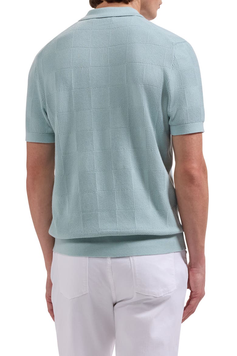 Checkerboard Stitch Polo Sweater, Alternate, color, SEAFOAM