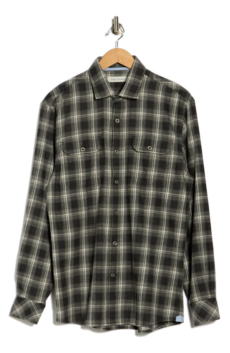 James Campbell Shasta Plaid Button-Up Shirt, Alternate, color, Black