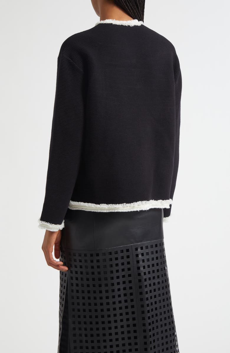 Emporio Armani Oversize Fringe Trim Jacket, Alternate, color, Black