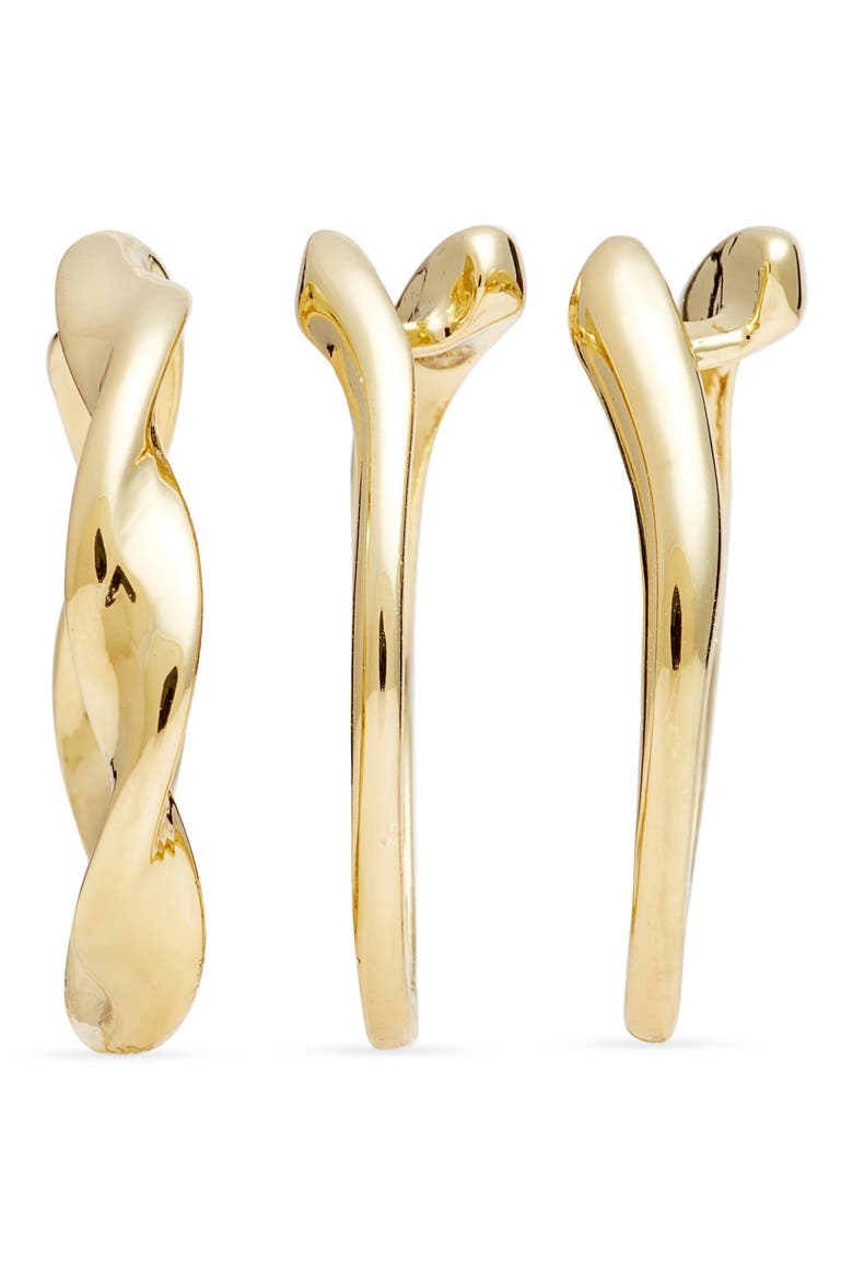 Set of 3 Dainty Wavy Rings, Alternate, color, GOLD