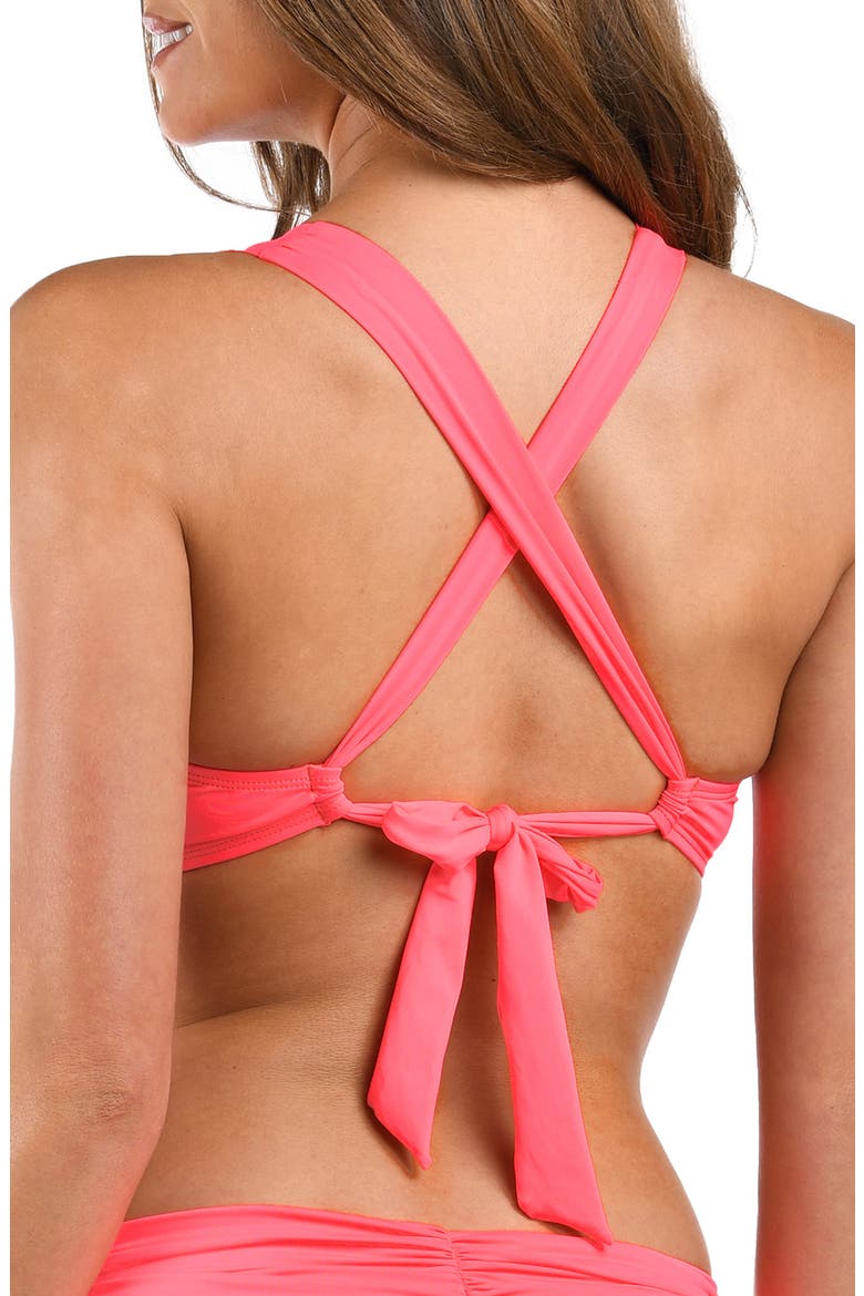 Shirred Bikini Top, Alternate, color, CORAL REEF