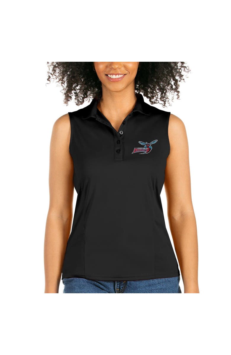 ANTIGUA Women's Antigua Black Delaware State Hornets Sleeveless Tribute Polo, Main, color, 