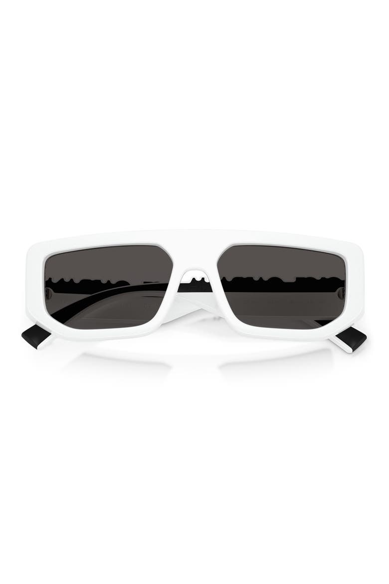 56mm Rectangular Sunglasses, Alternate, color, WHITE / DARK GREY