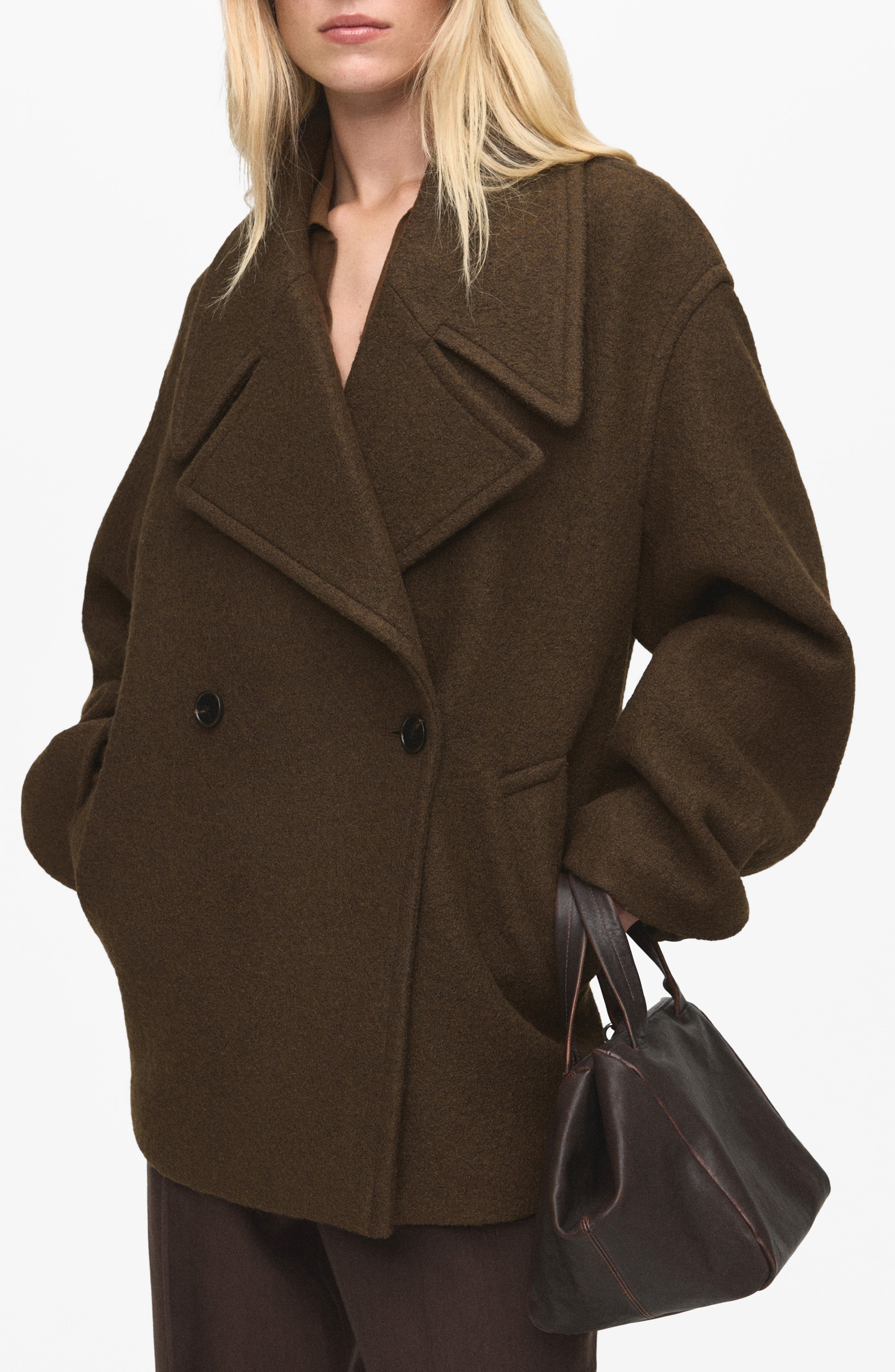 MANGO Oversize Wool Blend Coat