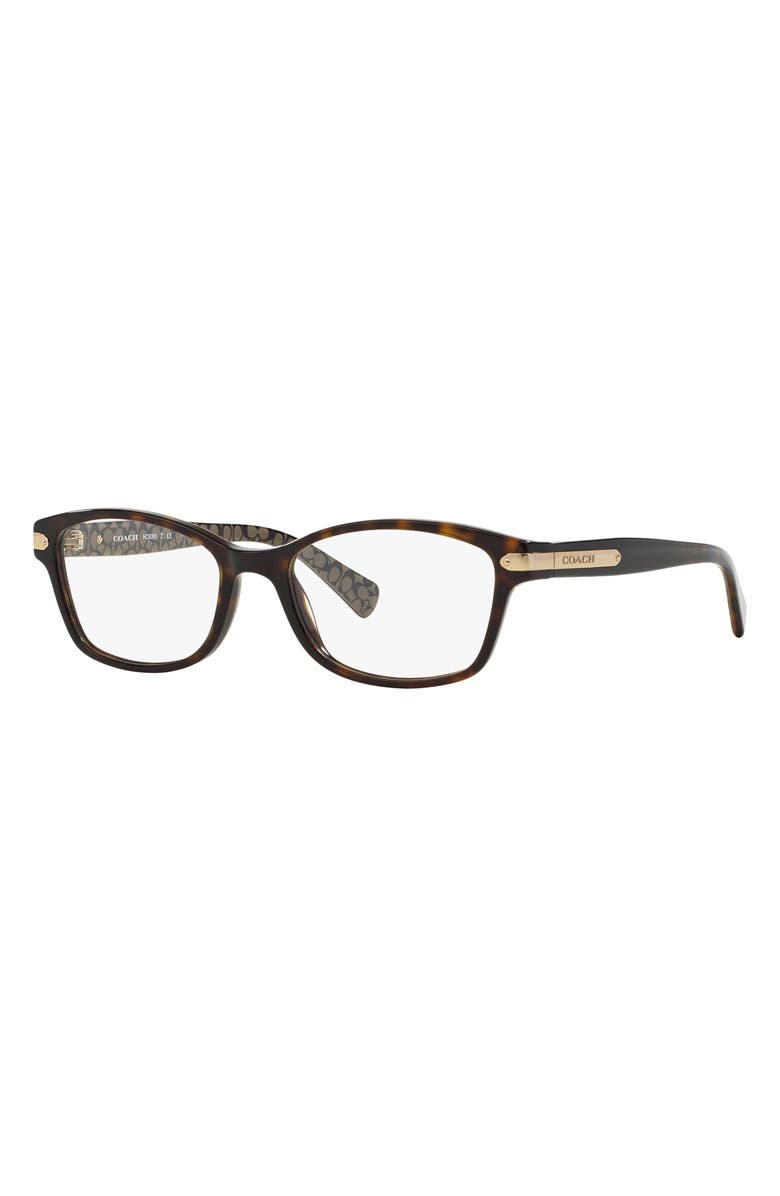 COACH 51mm Rectangular Optical Glasses, Alternate, color, Dark Tortoise