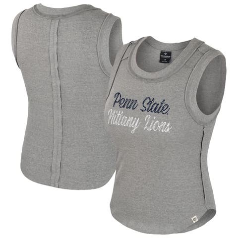 Women's Colosseum Heather Gray Penn State Nittany Lions Beach You Ribbed Tri-Blend Tank Top