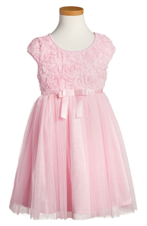 Ribbon Rosette Tulle Dress (Little Girl & Big Girl)