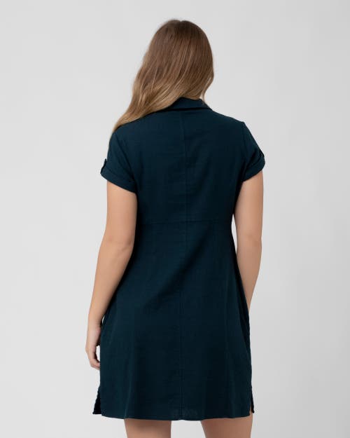 Ripe Maternity Maternity Colette Short Sleeve Tie Up Linen Dress In Black