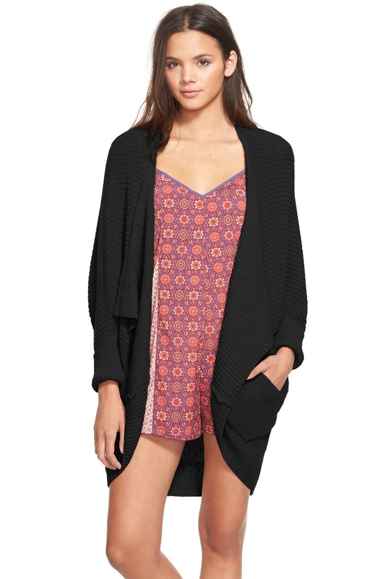 Rib Cocoon Cardigan, Main, color, BLACK