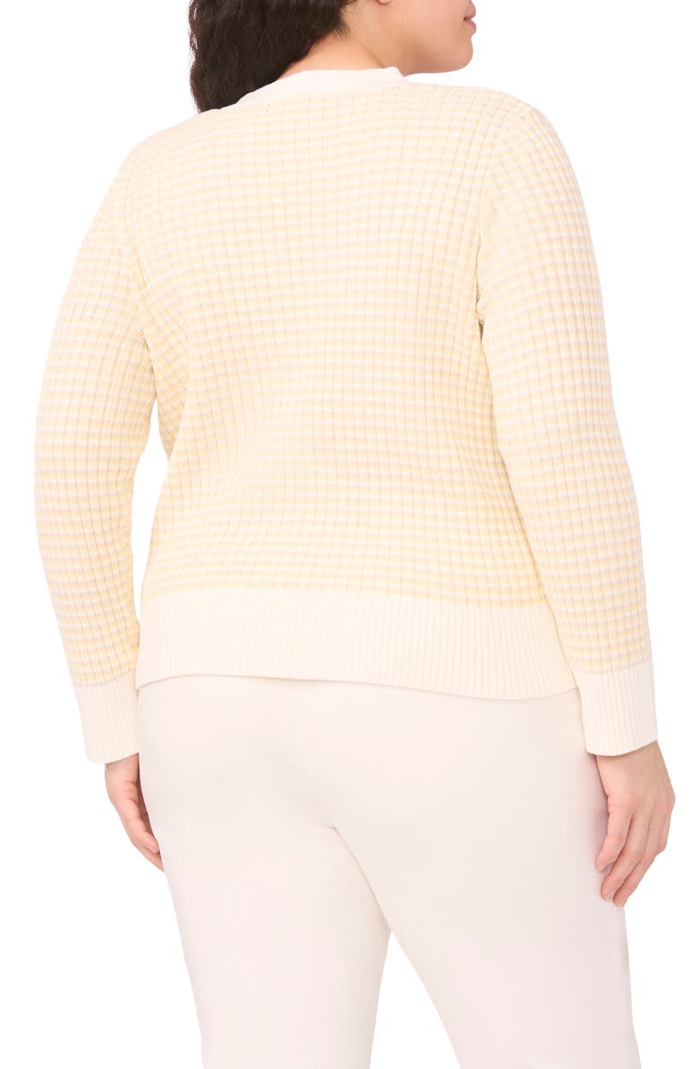 Halogen<sup>®</sup> V-Neck Stripe Rib Cotton Blend Cardigan, Alternate, color, New Ivory