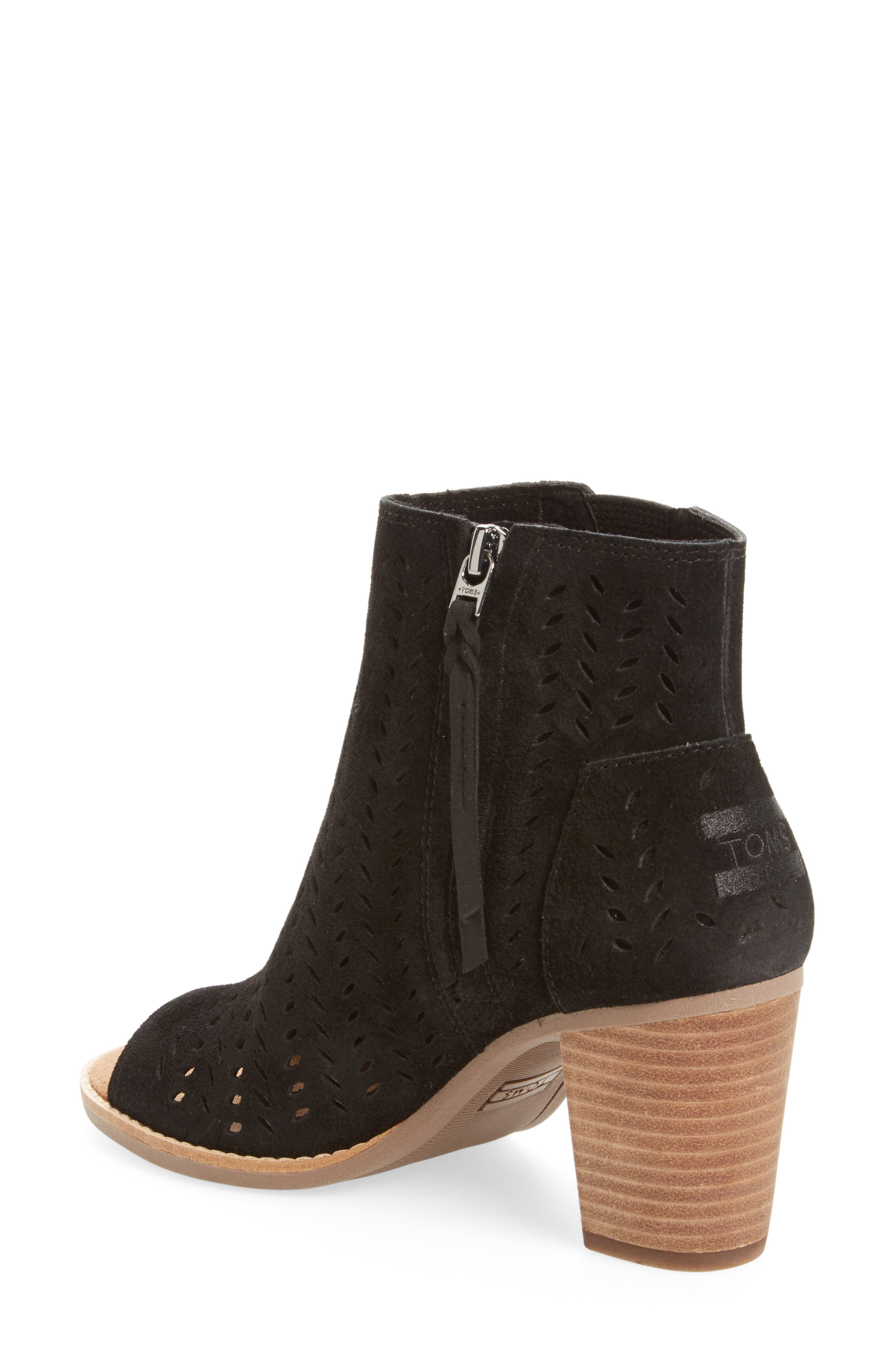 Majorca Perforated Suede Bootie, Alternate, color, BLACK