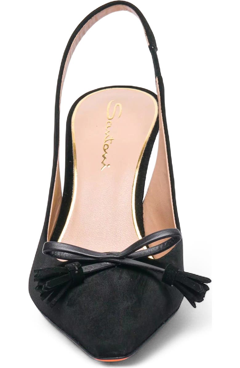 Santoni Suede High-Heel Slingback, Alternate, color, Black