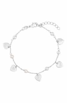 Heart Charm Imitation Pearl Anklet